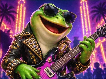 Illustration zum Spielmotiv von Elvis Frog in Vegas